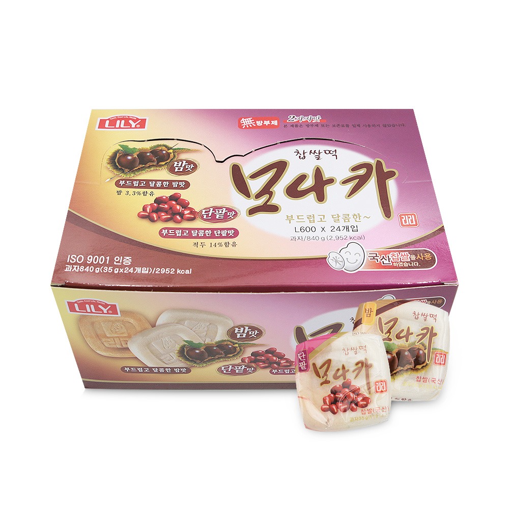 리리 찹쌀떡 모나카 밤맛 단팥맛 840g (35gx24개)